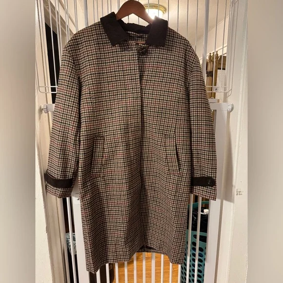 ✨ Anthropologie Houndstooth Barn Coat Sz M - Picture 5 of 10